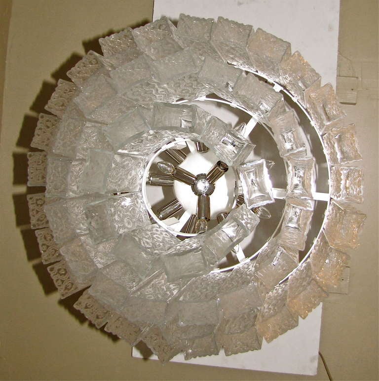 Large Tronchi Murano Rectangular Shaped Glass Chandelier 1