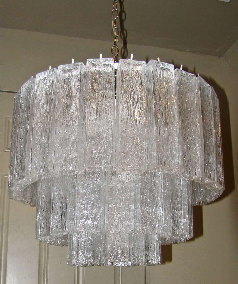 Large Tronchi Murano Rectangular Shaped Glass Chandelier In Excellent Condition In Palm Springs, CA