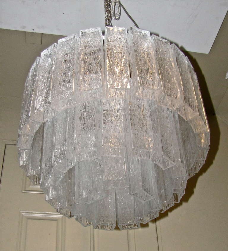 Large Tronchi Murano Rectangular Shaped Glass Chandelier 5