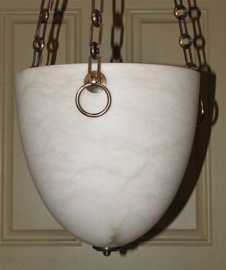 Bronze Directoire Style French Alabaster Ceiling Pendant Light