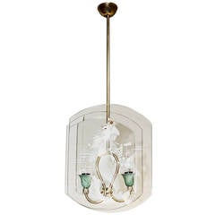 Italian Fontana Arte Style Etched Glass Mermaid Pendant Light 8