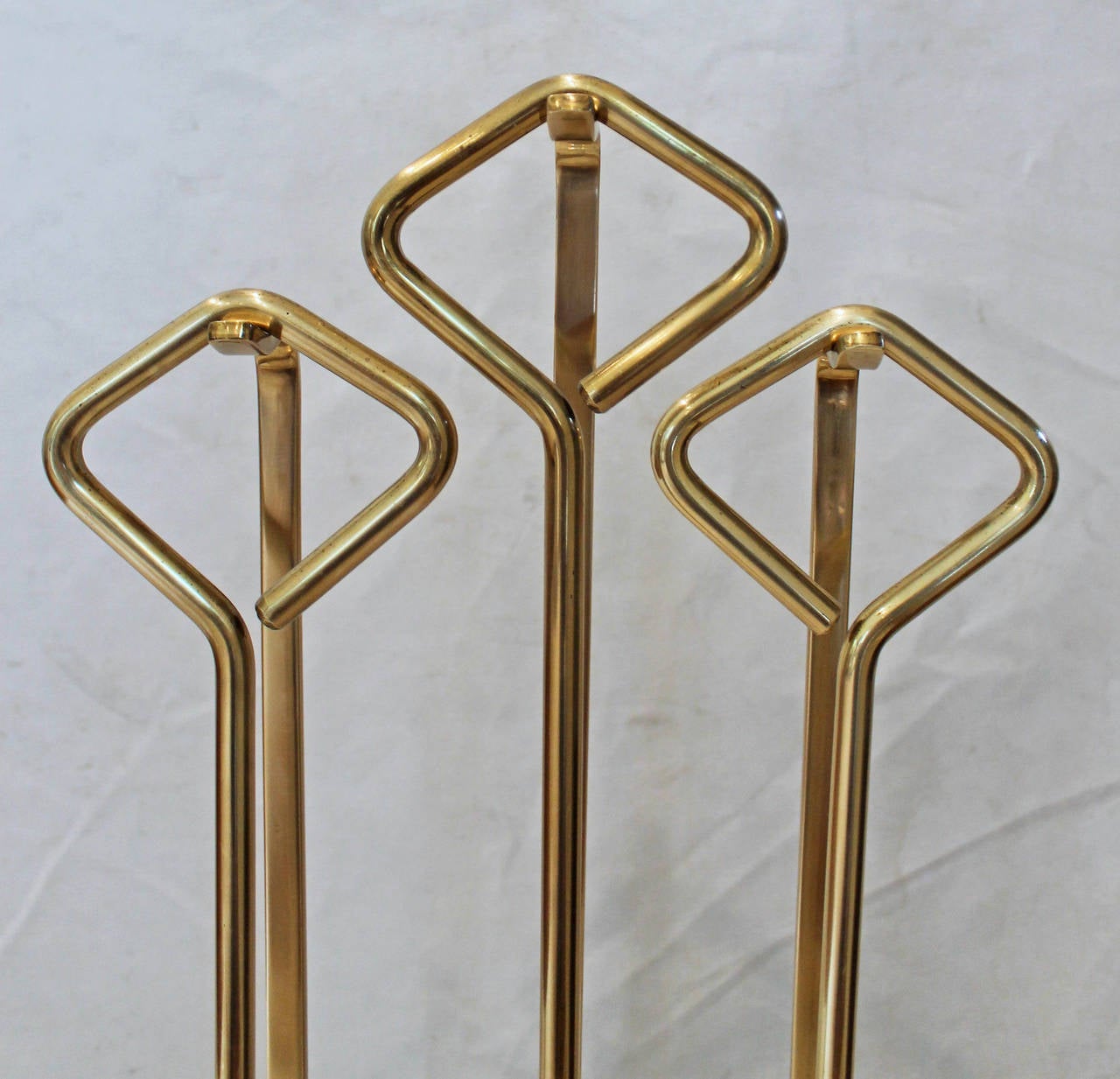 Modern Fontana Arte Style Brass and Glass Fireplace Tool Set 3