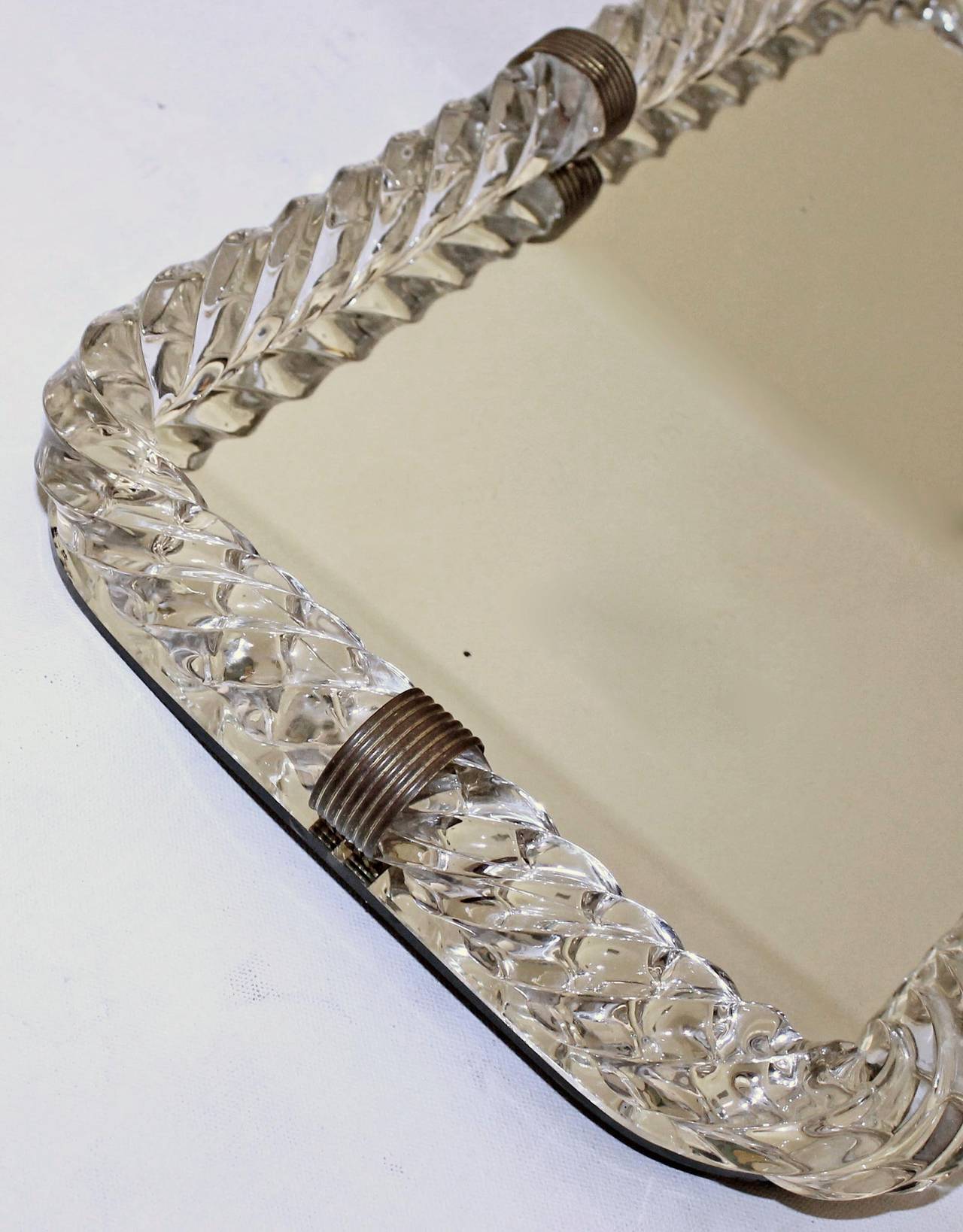 Mid-20th Century Venini Style Murano Twisted Glass Rope Vanity Tray