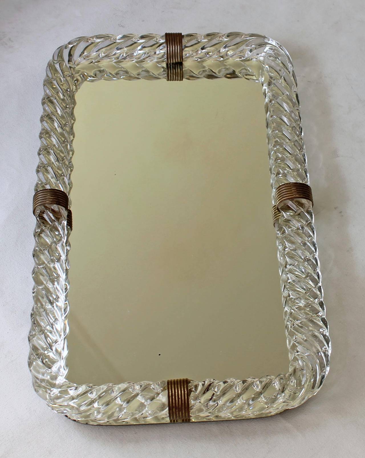 Venini Style Murano Twisted Glass Rope Vanity Tray In Good Condition In Palm Springs, CA