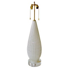 Tall White Gold Italian Murano Glass Table Lamp