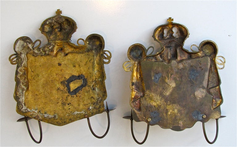 Pair of Gilt Bronze Neo Classic Candle Wall Sconces 1