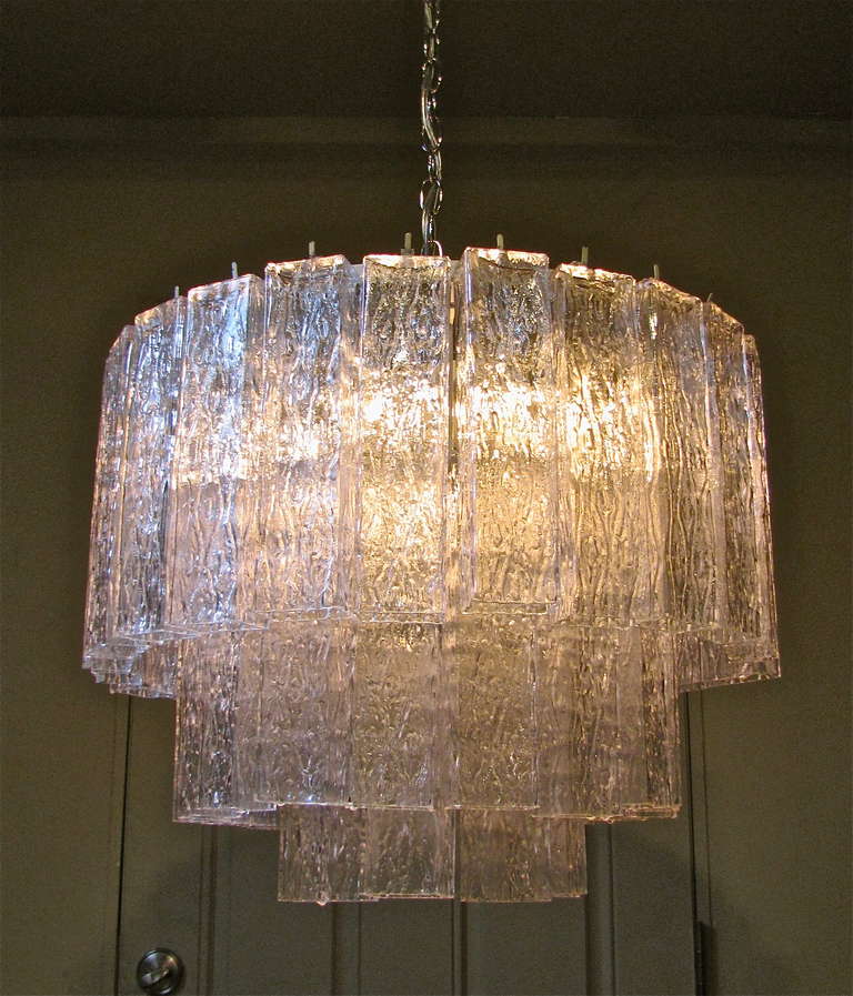 Large Tronchi Murano Rectangular Shaped Glass Chandelier 3