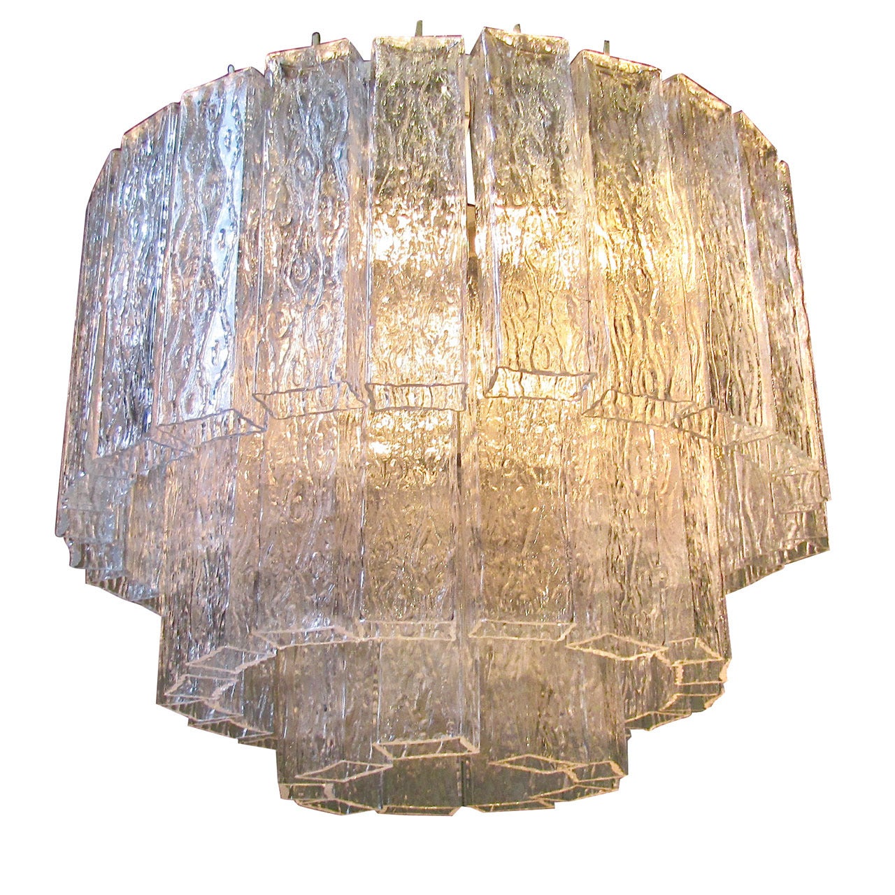 Large Tronchi Murano Rectangular Shaped Glass Chandelier