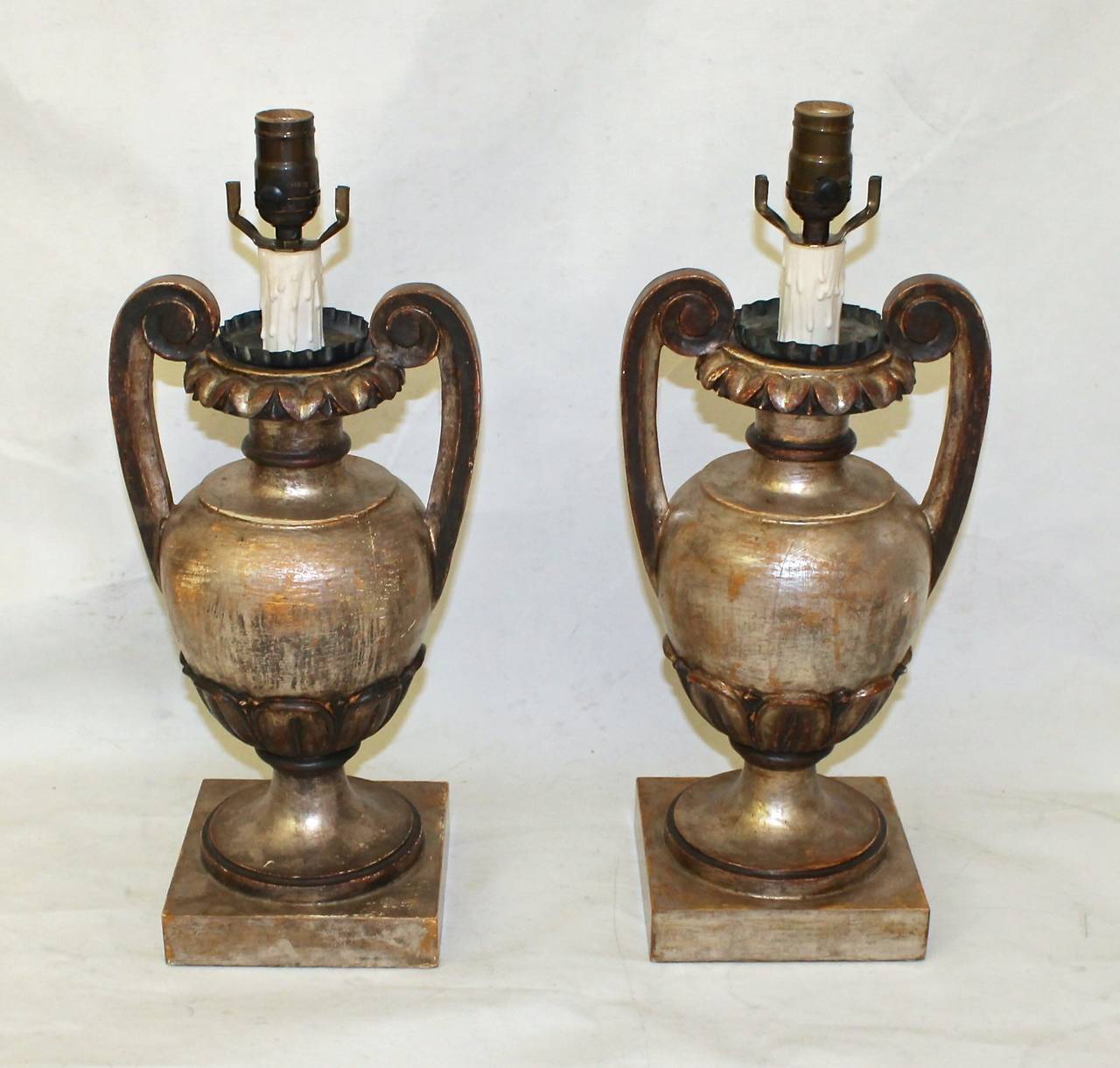 Pair French Silver Gilt Table Lamps In Good Condition In Palm Springs, CA