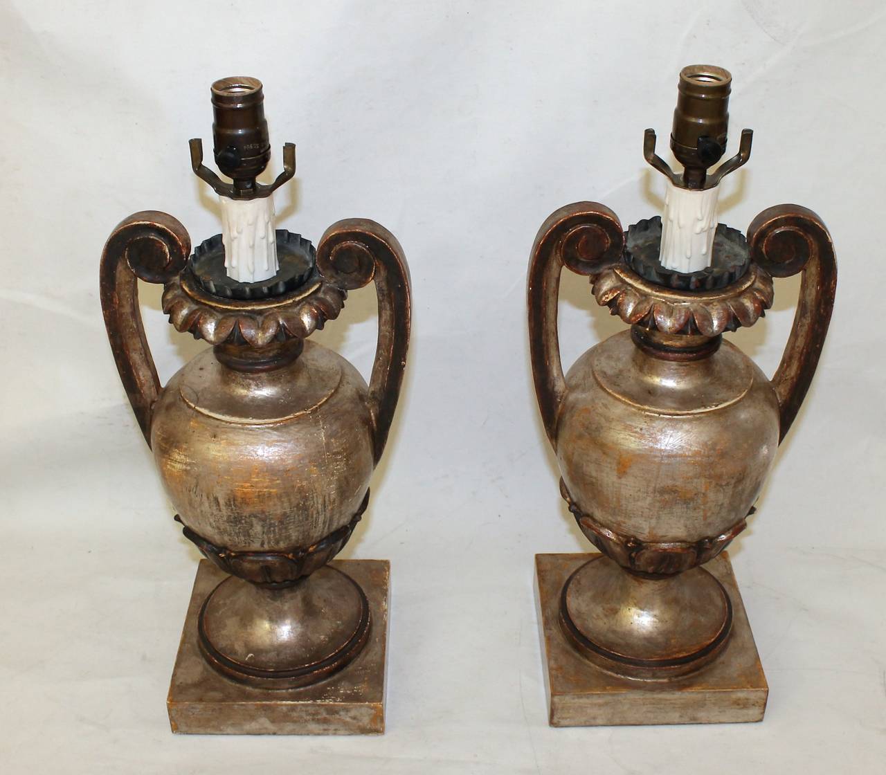 Pair French Silver Gilt Table Lamps 2