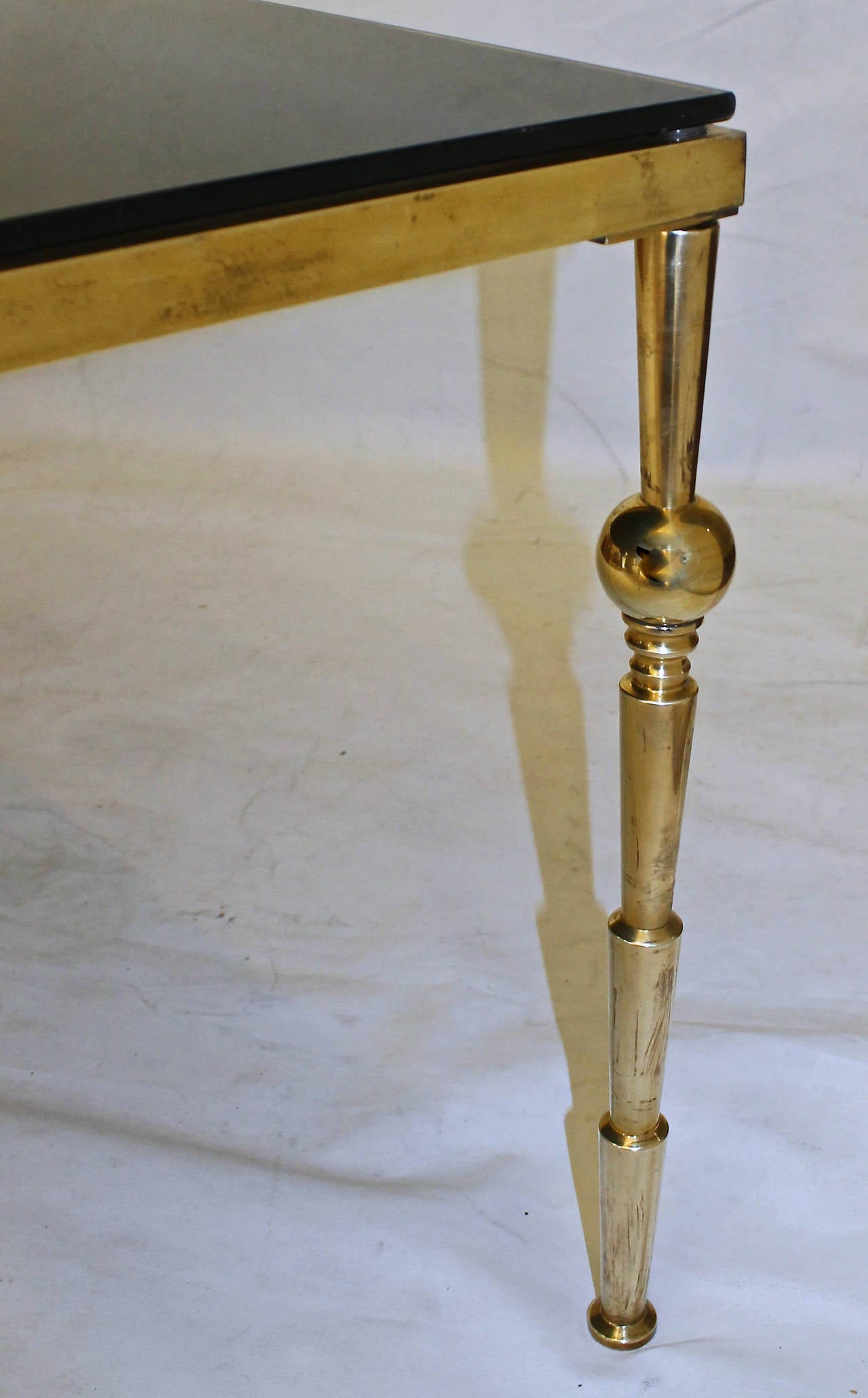 Large French Moderne Style Brass Glass Cocktail Table 3
