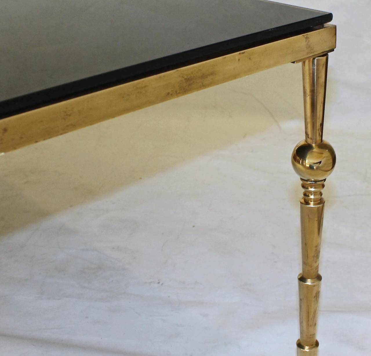 Large French Moderne Style Brass Glass Cocktail Table In Good Condition In Palm Springs, CA