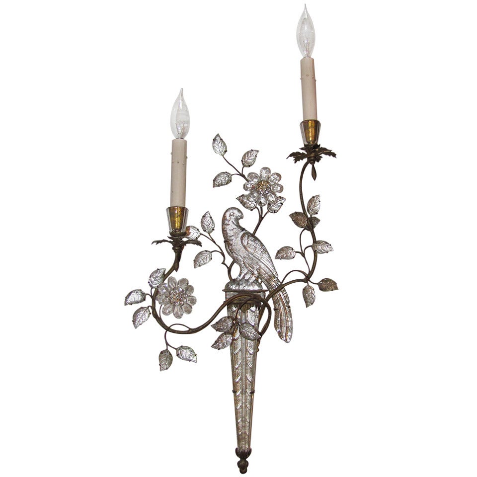 French Maison Bagues Crystal Parrot Single Sconce