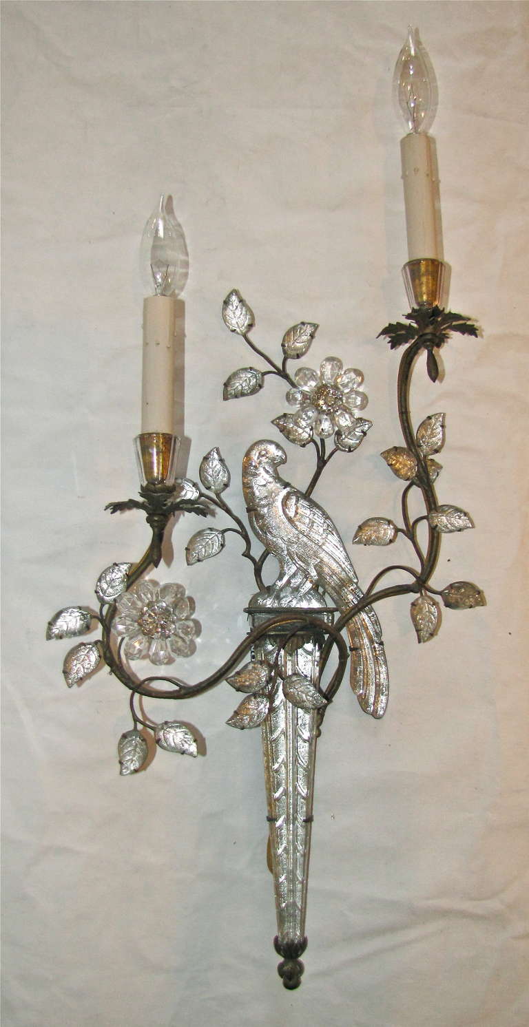 French Maison Bagues Crystal Parrot Single Sconce 3