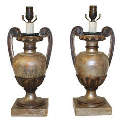 Pair French Silver Gilt Table Lamps