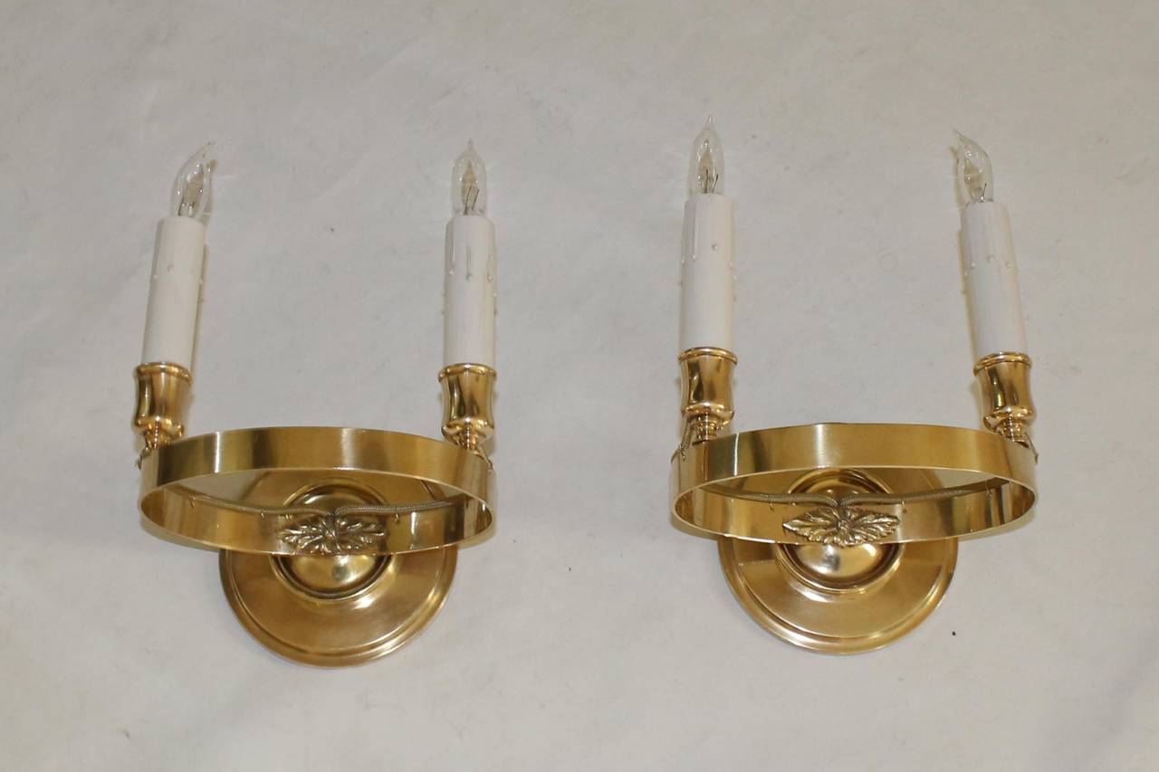French Brass Empire Style Wall Sconces 2