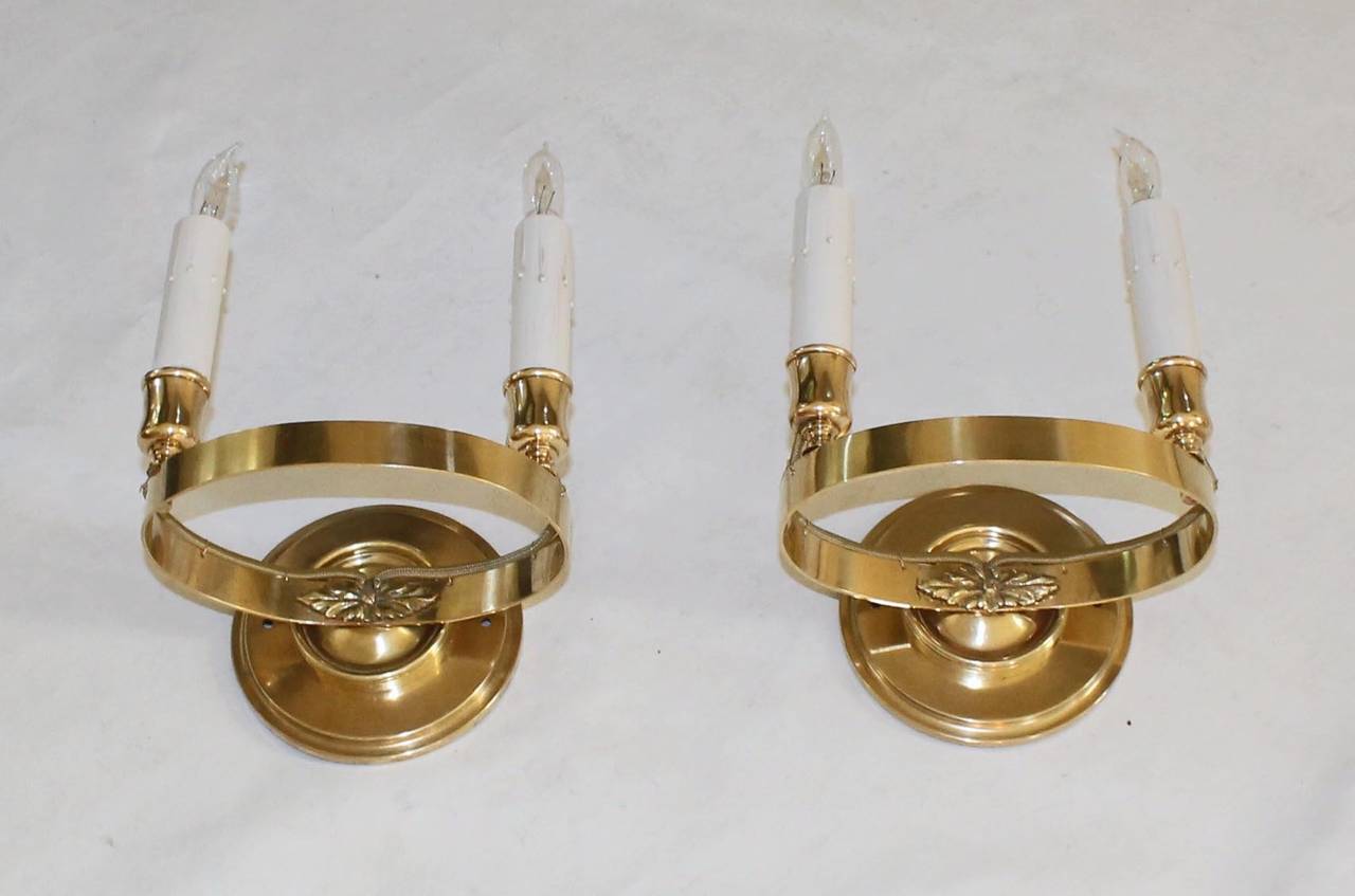 Mid-20th Century French Brass Empire Style Wall Sconces
