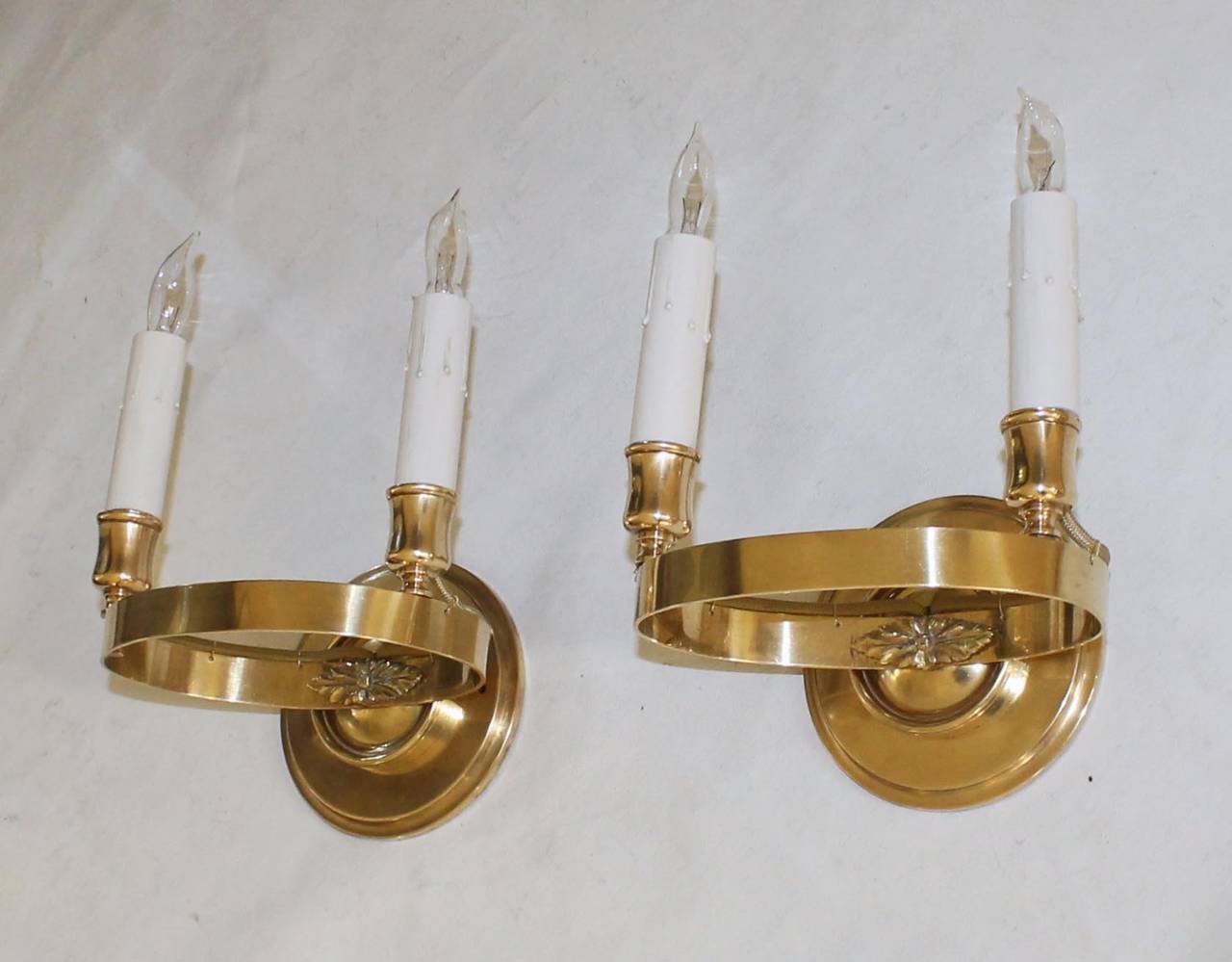 French Brass Empire Style Wall Sconces 5