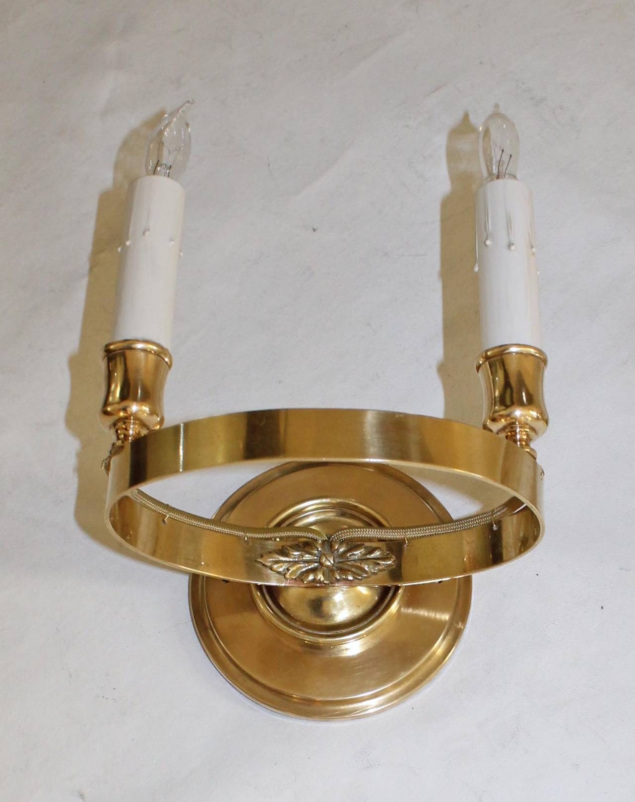 French Brass Empire Style Wall Sconces 6