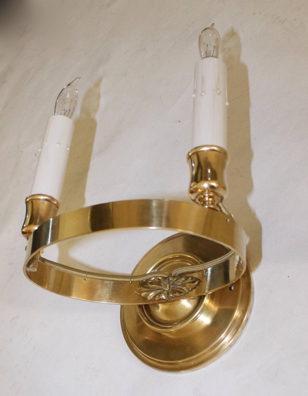 French Brass Empire Style Wall Sconces 4