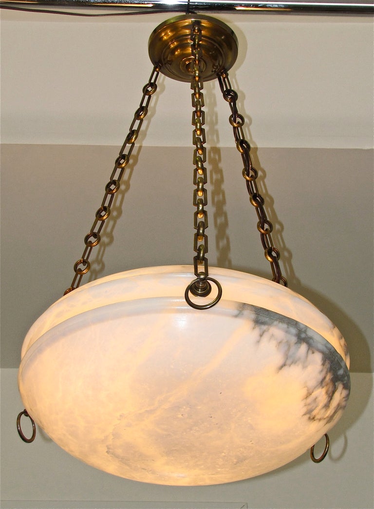 Pair French Alabaster Ceiling Light Pendants 3