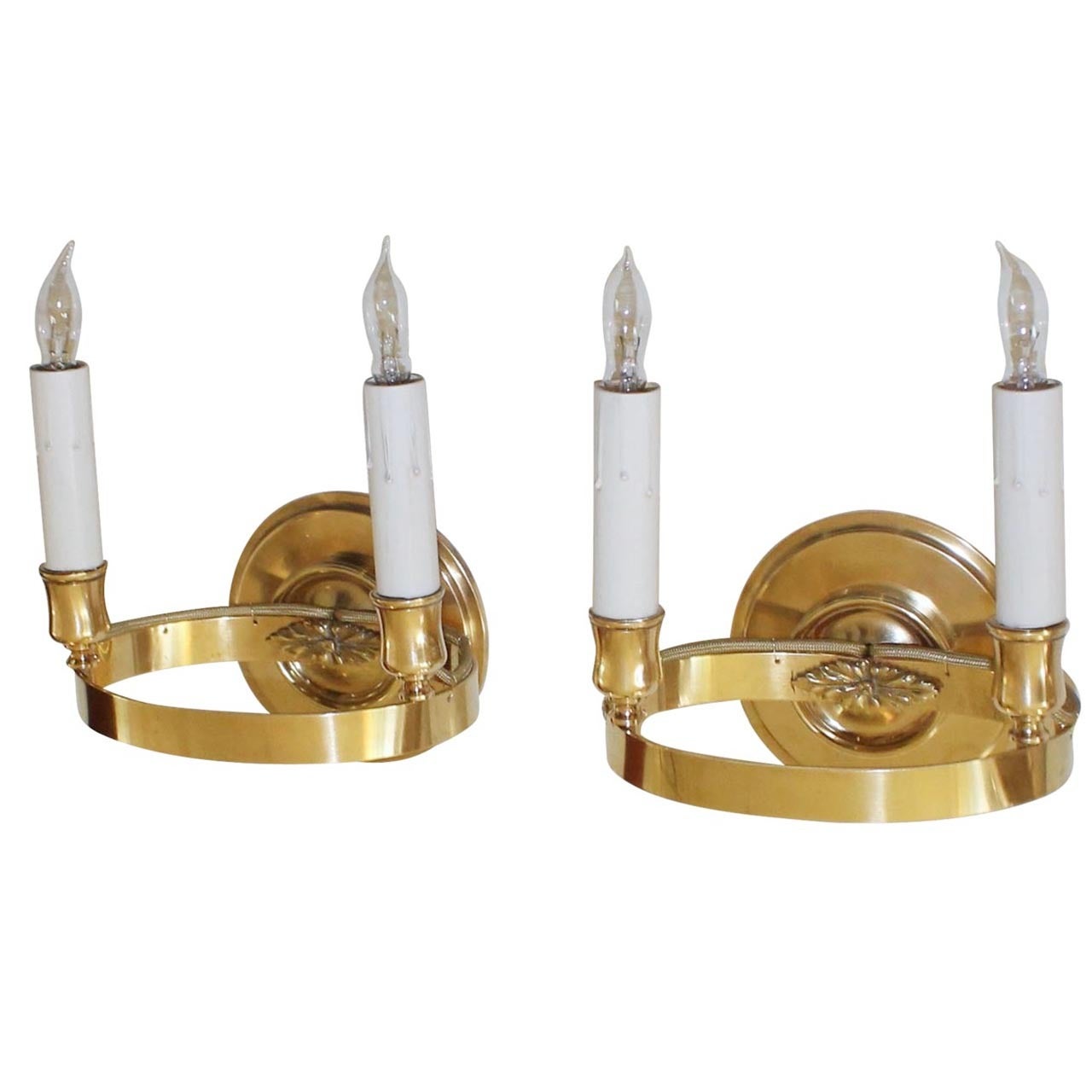 French Brass Empire Style Wall Sconces