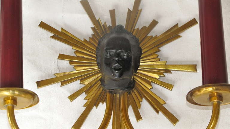 Pair of French Napoleon III Style Nubian Soleil Wall Sconces 4