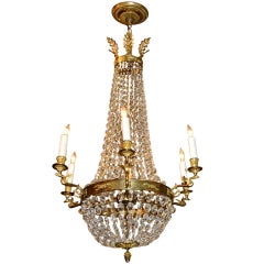 French Empire Dore Bronze Crystal Chandelier