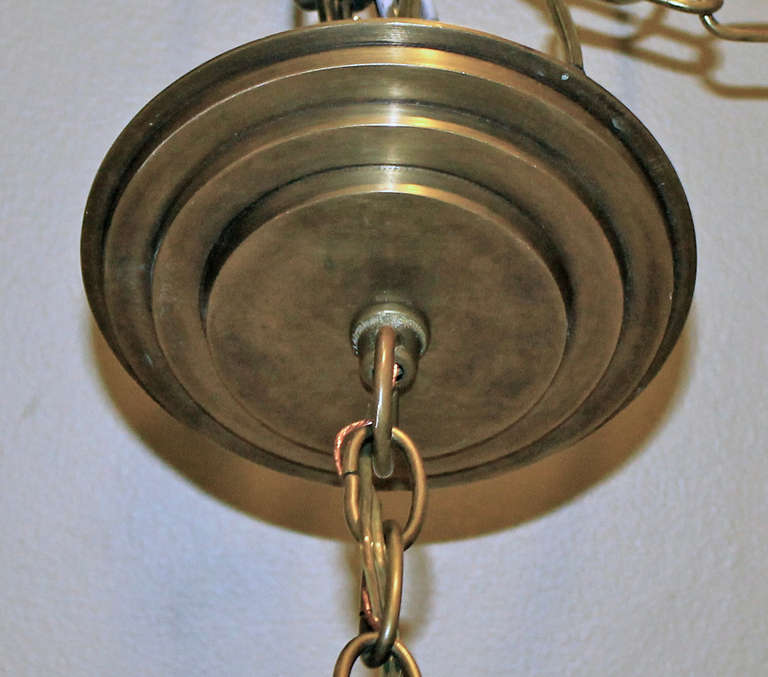 French Deco Brass 6 light Chandelier For Sale 2