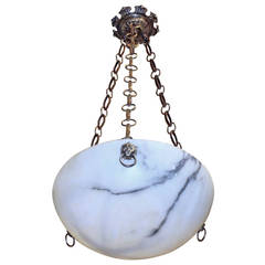 French Alabaster Ceiling Pendant Light or Chandelier