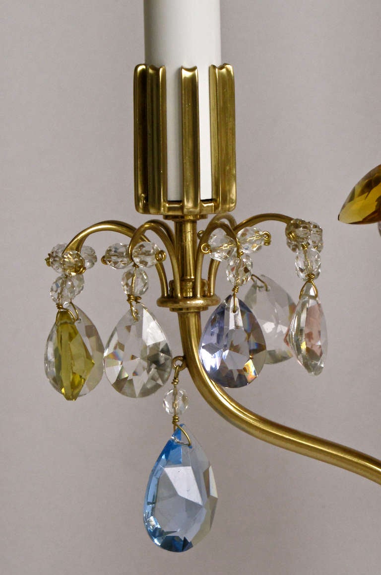 Mid-20th Century Rare Pair of Lobmeyr Haerdtl Crystal Brass Table Lamps