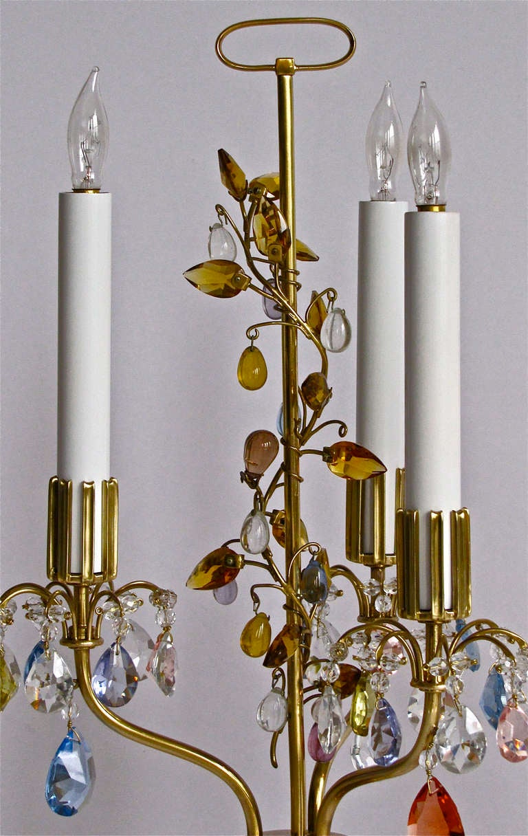 Rare Pair of Lobmeyr Haerdtl Crystal Brass Table Lamps 2