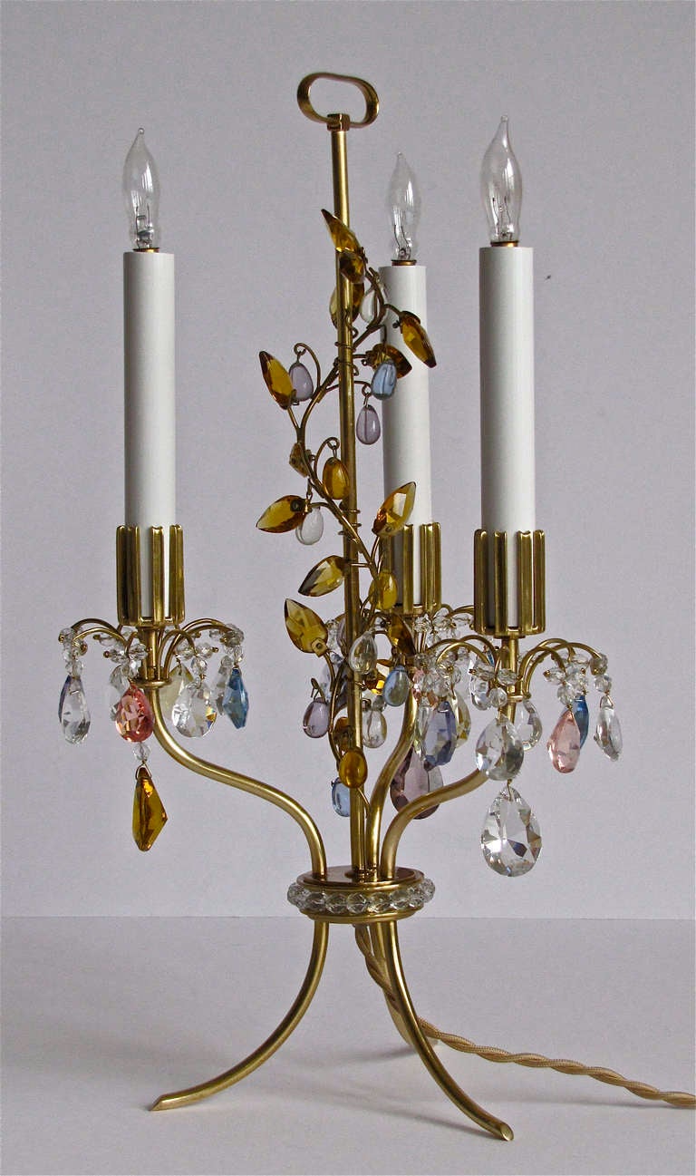 Rare Pair of Lobmeyr Haerdtl Crystal Brass Table Lamps 3