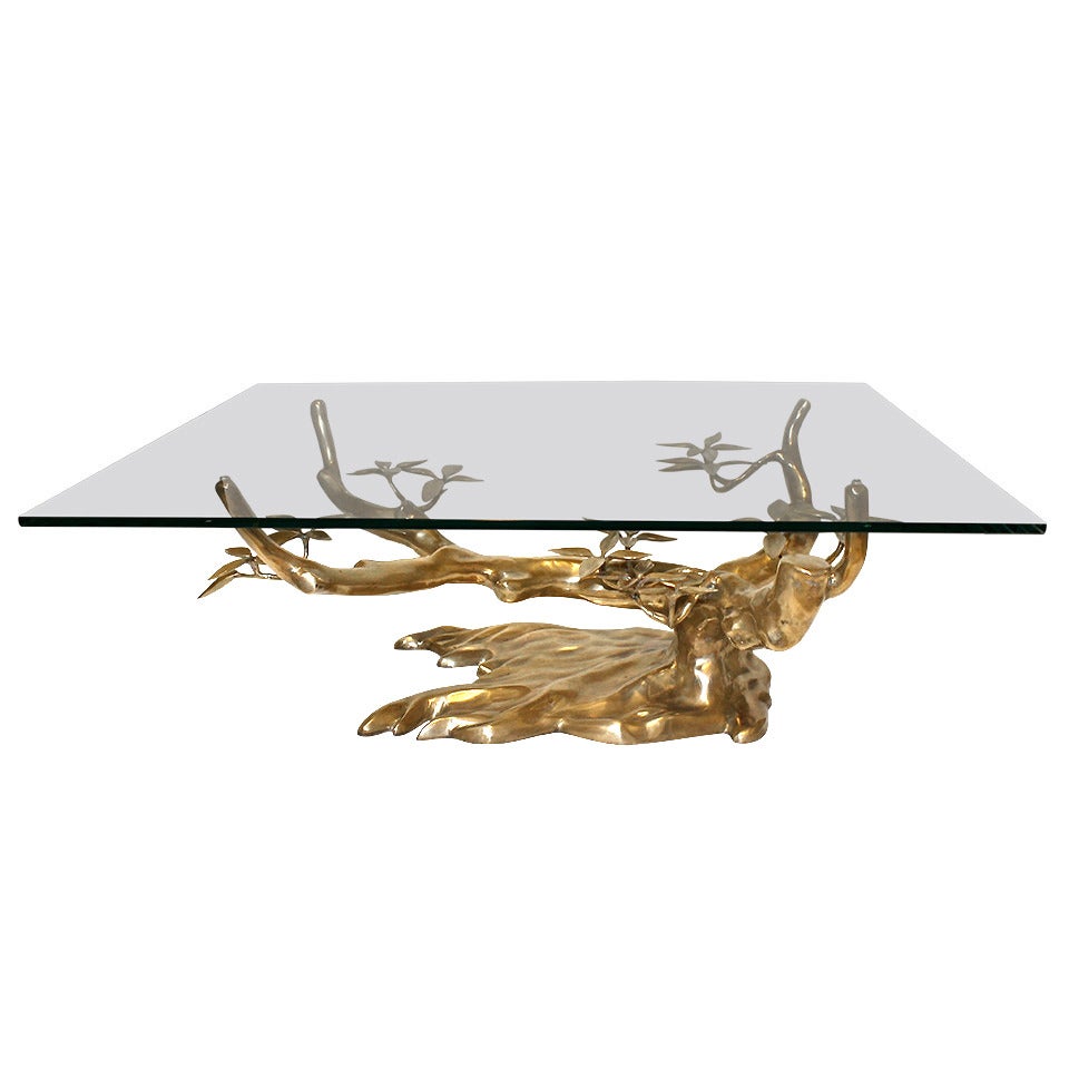 Willy Daro Bronze Organic Tree Form Cocktail Table