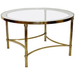 Jansen Style Round Brass Coffee or Cocktail Table