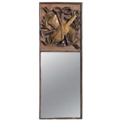 Italian Trumeau Wall Mirror Wood Carved Musical Motif