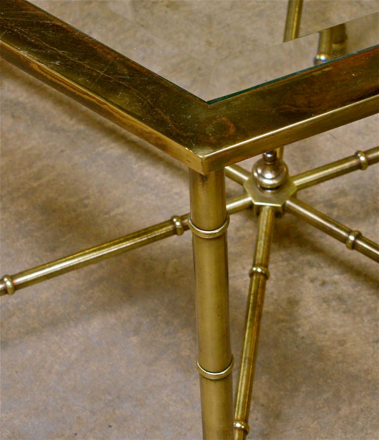 Mid-20th Century Pair Mastercraft Faux Bamboo Brass Side End Tables