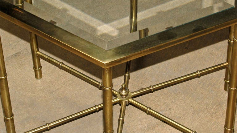 Pair Mastercraft Faux Bamboo Brass Side End Tables 2