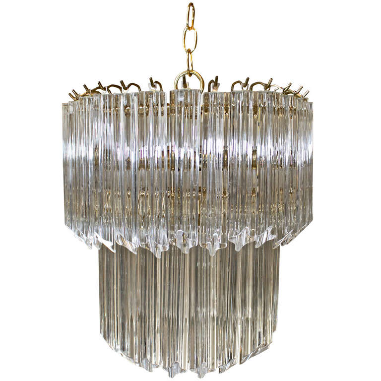 Venini Italian Triedi Crystal Prism Chandelier at 1stDibs