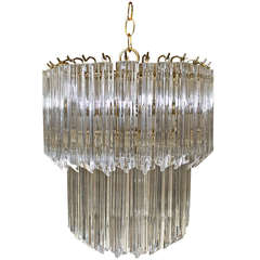 Venini Italian Triedi Crystal Prism Chandelier