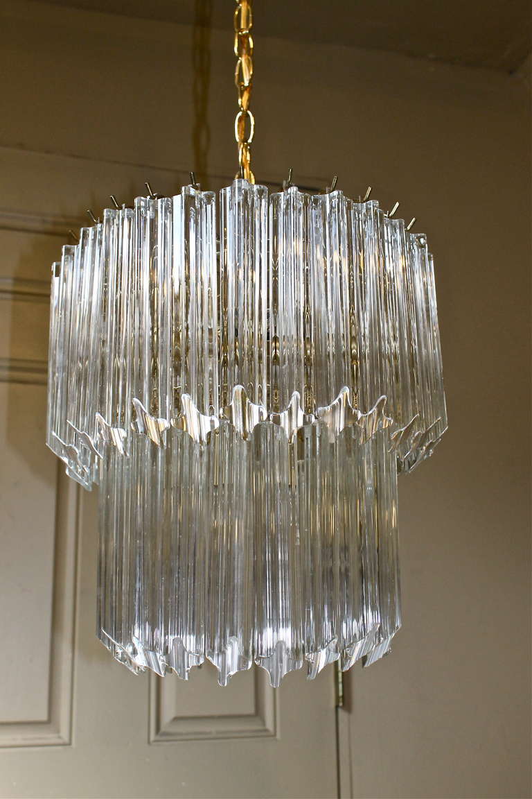Venini Italian Triedi Crystal Prism Chandelier at 1stDibs