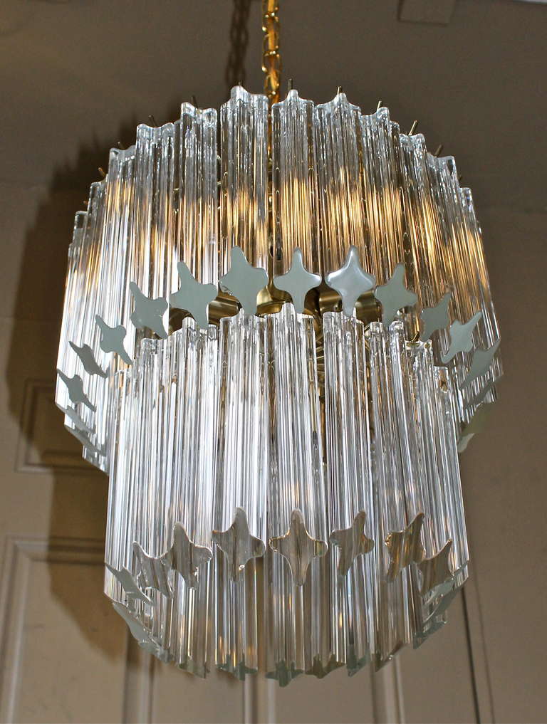 Mid-20th Century Venini Italian Triedi Crystal Prism Chandelier