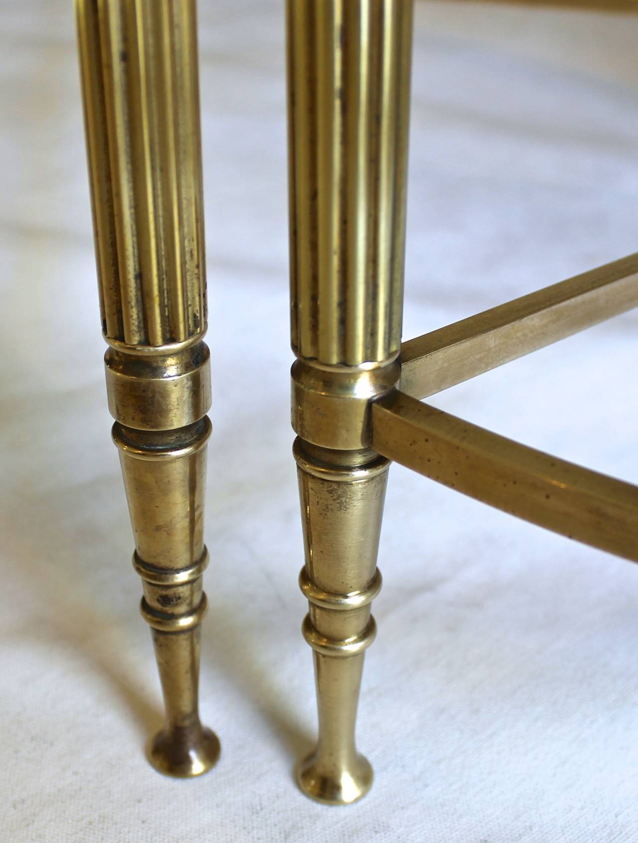 French Jansen Style Three-Part Brass Cocktail Table 4