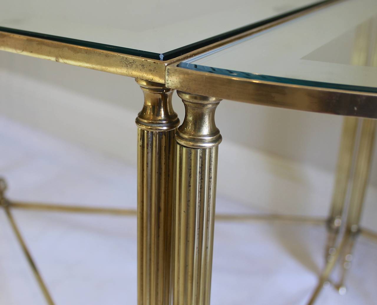 French Jansen Style Three-Part Brass Cocktail Table 5