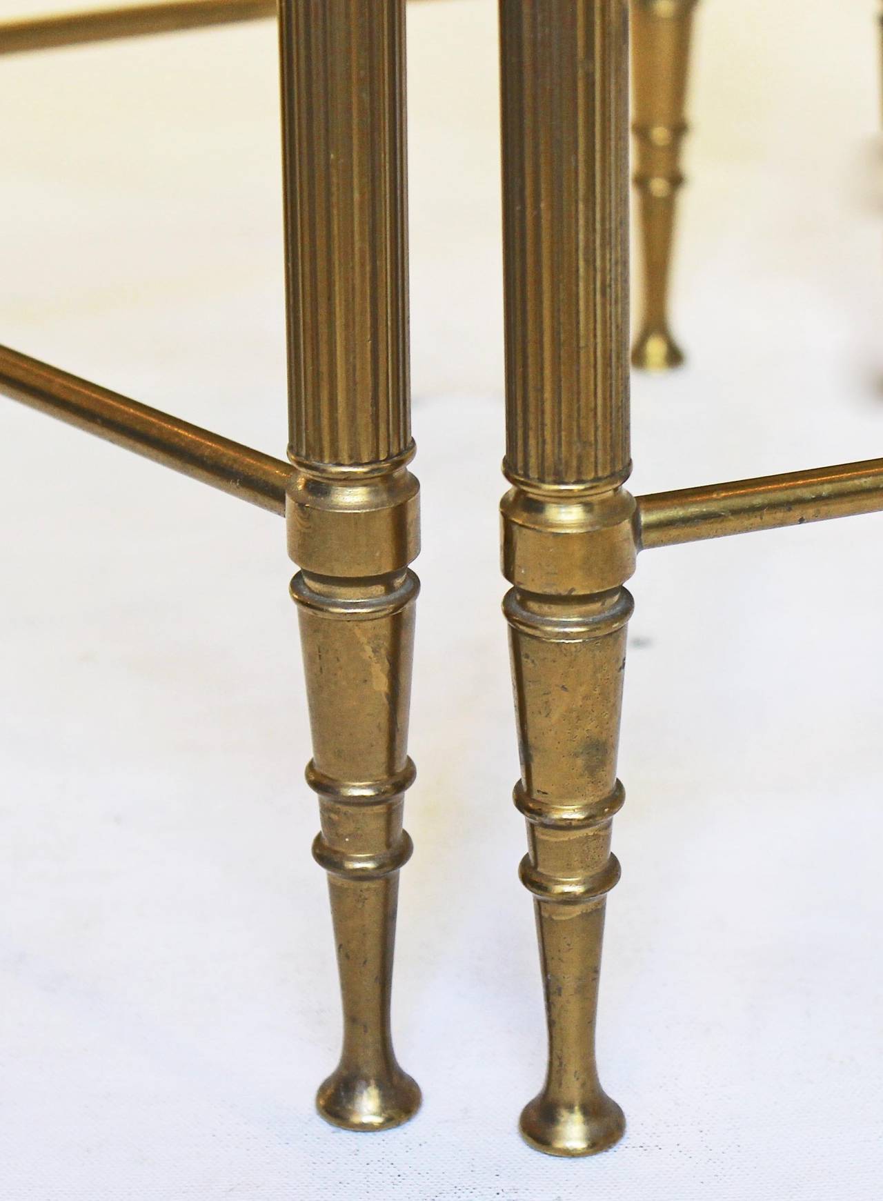Pair of French Mirrored Brass Side or End Tables 3