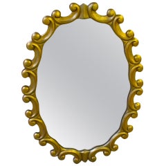 Whimsical Gilt Wood Carved Wall Mirror