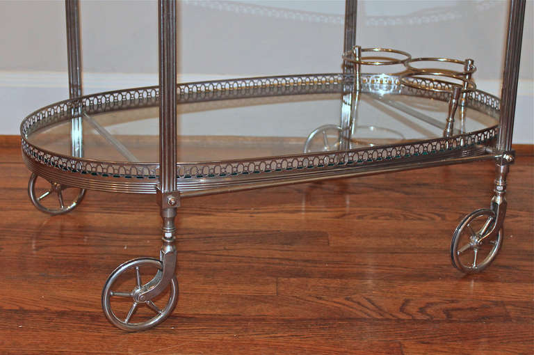 French Silver Plated Two-Tier Bar Cart 2