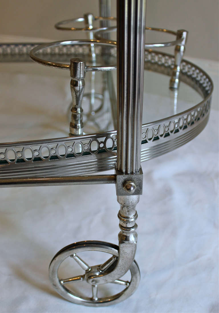 French Silver Plated Two-Tier Bar Cart 1