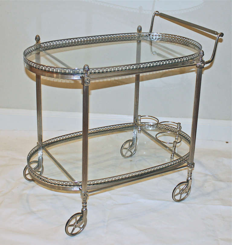 French Silver Plated Two-Tier Bar Cart 6