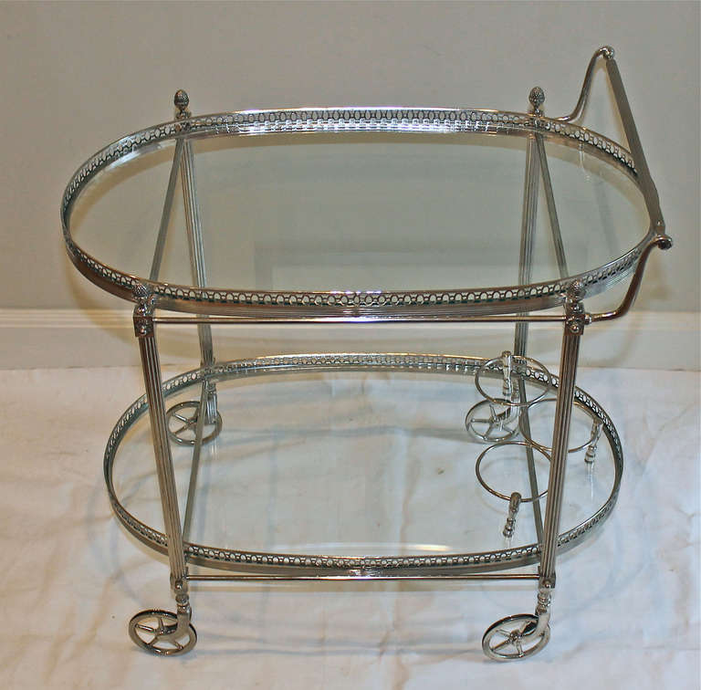 French Silver Plated Two-Tier Bar Cart 3